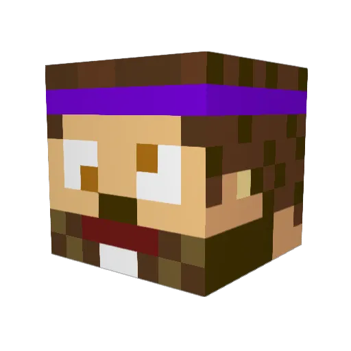 NAHXN1GGS Minecraft avatar head, 3D render