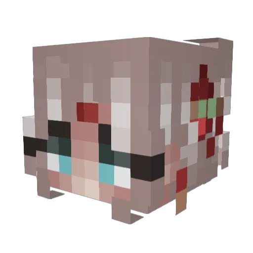 NIIZOOUU Minecraft avatar head, 3D render
