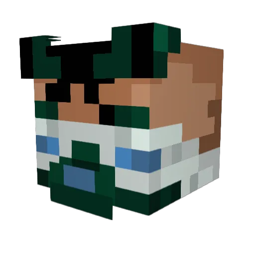 NUTLuigi Minecraft avatar head, 3D render