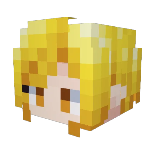 Nainen Minecraft avatar head, 3D render