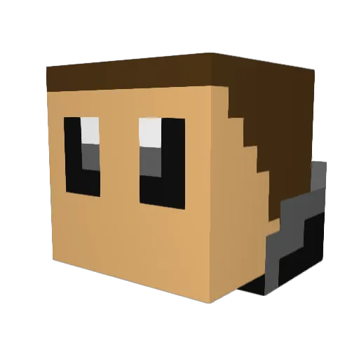 Naojo Minecraft avatar head, 3D render