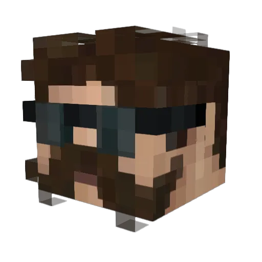 Narcoparamilitar Minecraft avatar head, 3D render