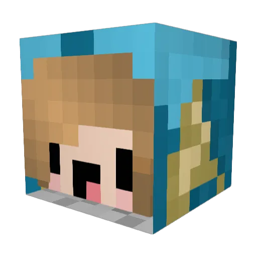 Nayleks Minecraft avatar head, 3D render