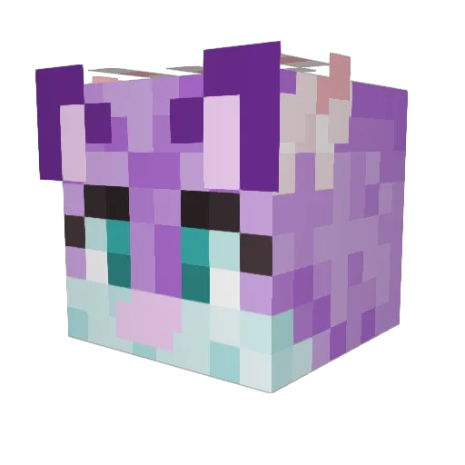 Nekolilac Minecraft avatar head, 3D render