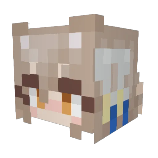 Nekomuseme Minecraft avatar head, 3D render