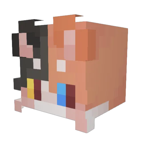 Nekopuck Minecraft avatar head, 3D render