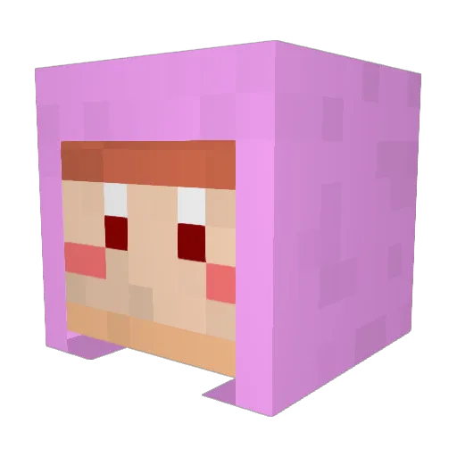 Neonyanya Minecraft avatar head, 3D render