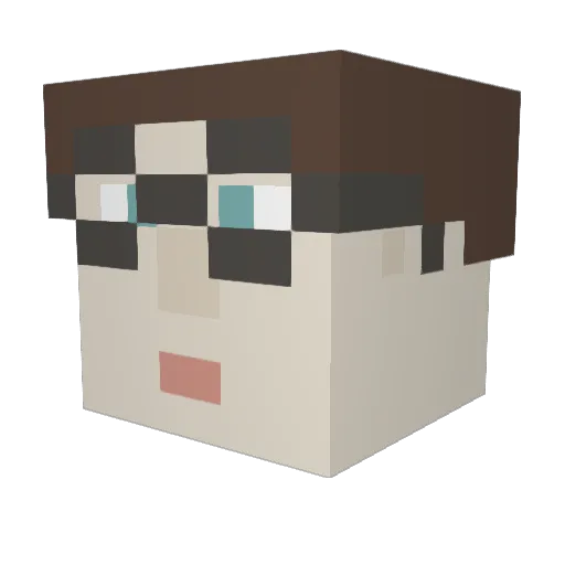 NerdyLib Minecraft avatar head, 3D render
