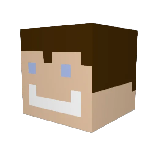 Nertrampad Minecraft avatar head, 3D render
