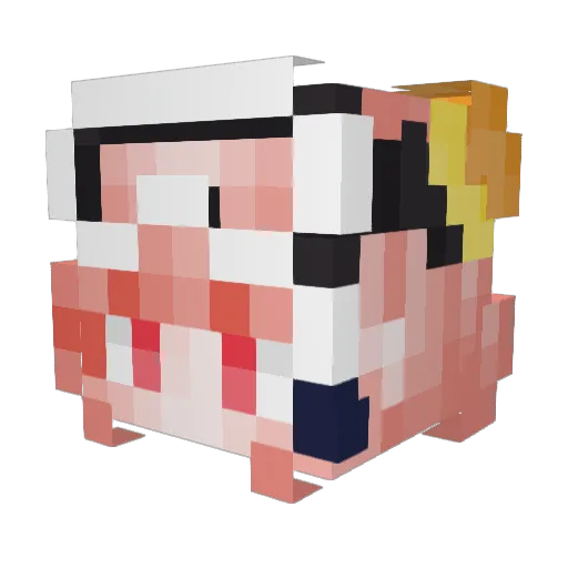 Nico_Monochrome Minecraft avatar head, 3D render