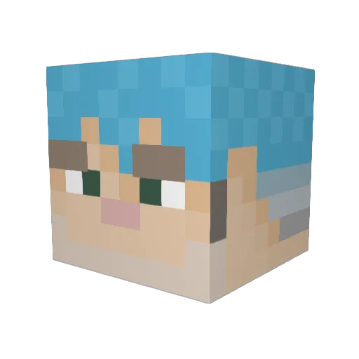Nikusuu Minecraft avatar head, 3D render