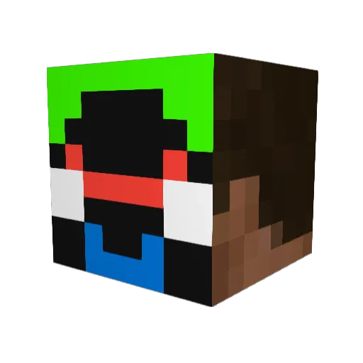 NinjaMoustache Minecraft avatar head, 3D render