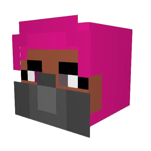 NitroPink Minecraft avatar head, 3D render