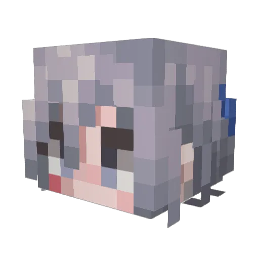Noirakka Minecraft avatar head, 3D render