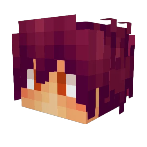 Nokamu Minecraft avatar head, 3D render