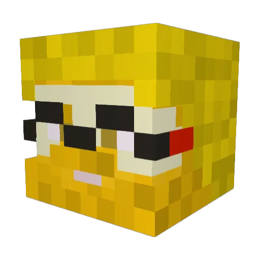 Noobomis Minecraft avatar head, 3D render
