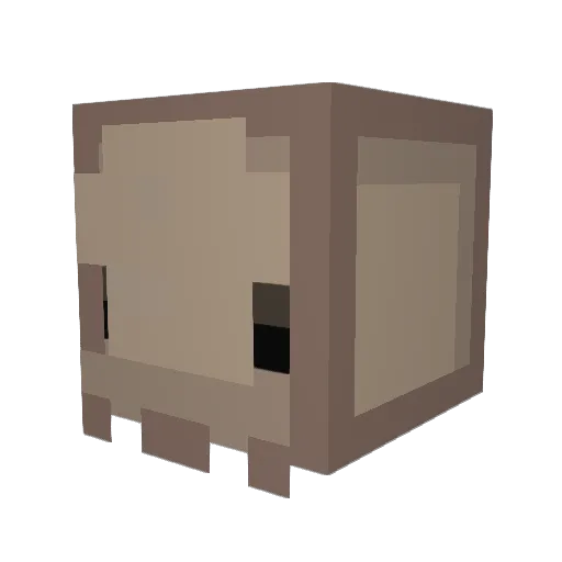 Nubbo Minecraft avatar head, 3D render