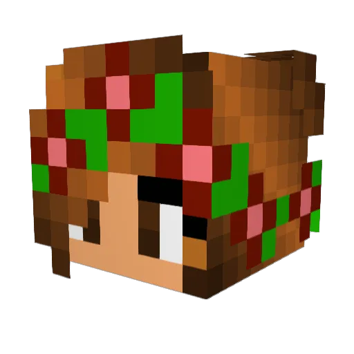 Ochaco_Uraraka_ Minecraft avatar head, 3D render