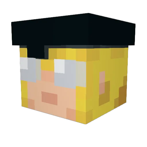 Omegaclip Minecraft avatar head, 3D render