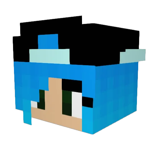 Onlymari Minecraft avatar head, 3D render