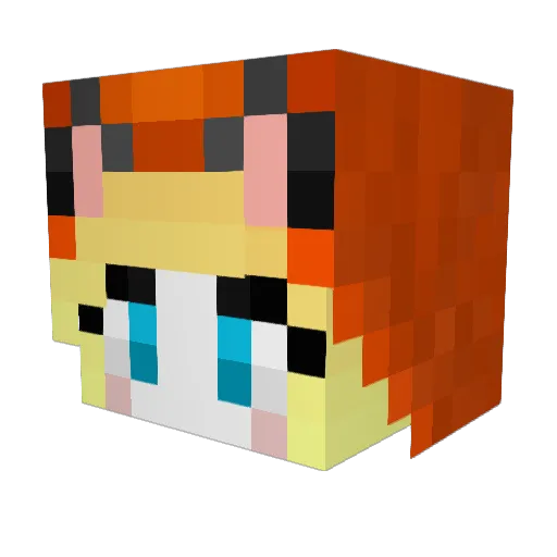 OrangeTailFox Minecraft avatar head, 3D render