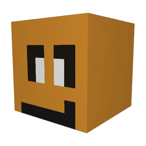 OrangeWu Minecraft avatar head, 3D render
