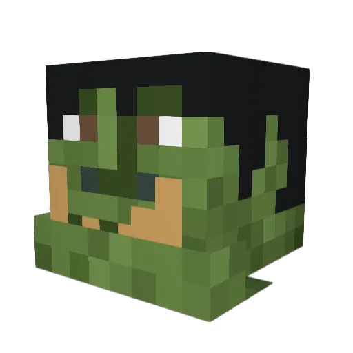 OrcCz Minecraft avatar head, 3D render