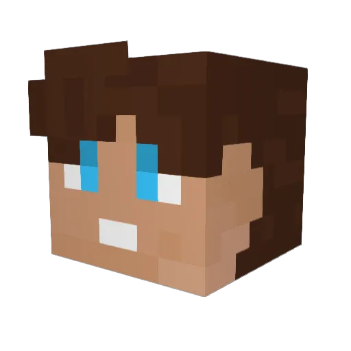 Organized Minecraft avatar head, 3D render