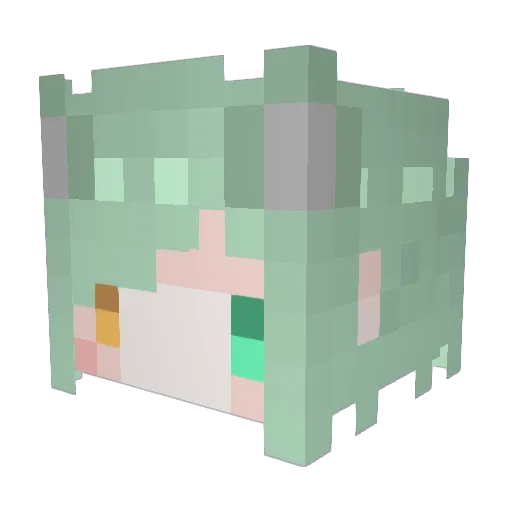 Orisaka Minecraft avatar head, 3D render