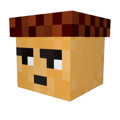 OrneryAcorn Minecraft avatar head, 3D render