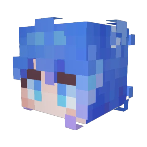 OrzMiku Minecraft avatar head, 3D render