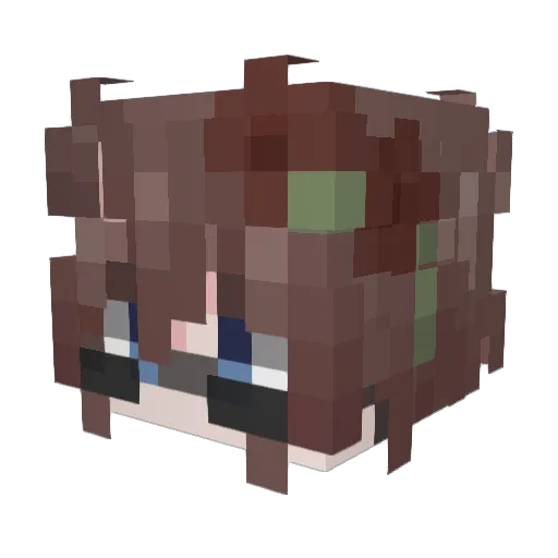 Ou_bai Minecraft avatar head, 3D render