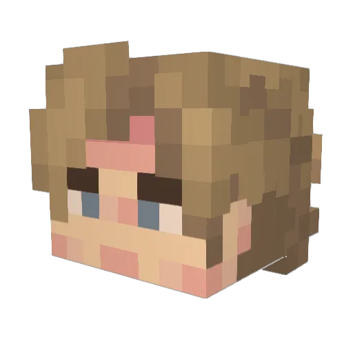 Oufufu Minecraft avatar head, 3D render