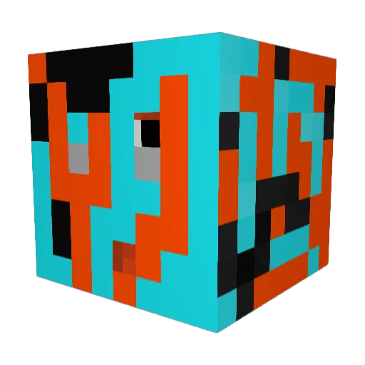 Outfront Minecraft avatar head, 3D render
