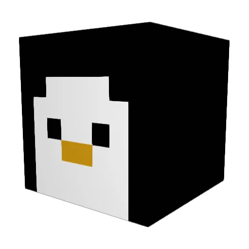 PENGUINOSKI Minecraft avatar head, 3D render