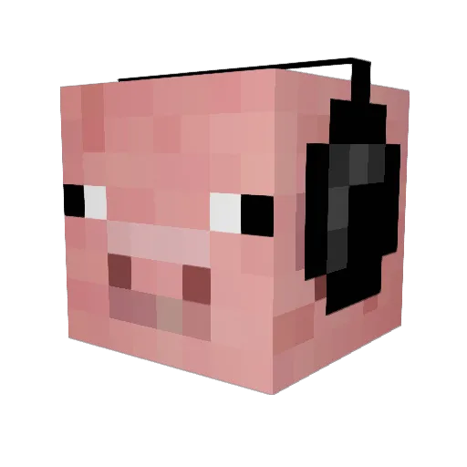 PIG_1 Minecraft avatar head, 3D render
