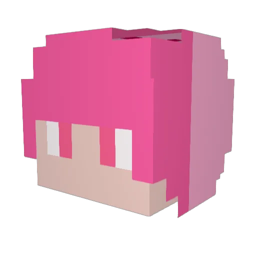 PINK_007 Minecraft avatar head, 3D render