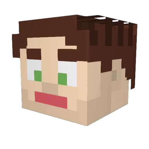 PIXX3LL Minecraft avatar head, 3D render