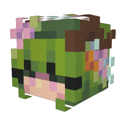 PLKA0000 Minecraft avatar head, 3D render