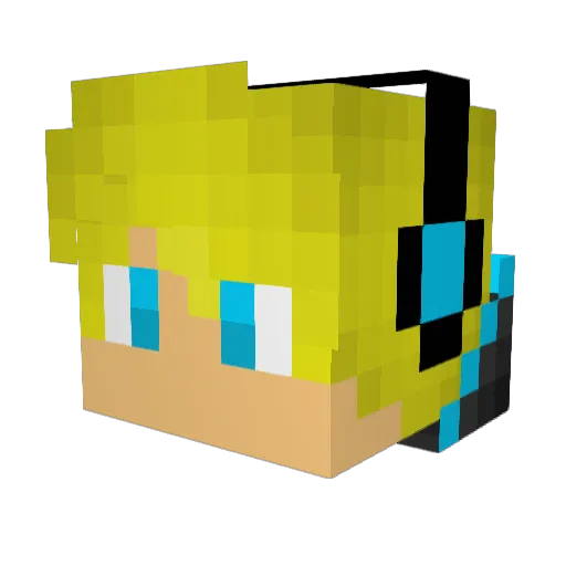 PWBC Minecraft avatar head, 3D render