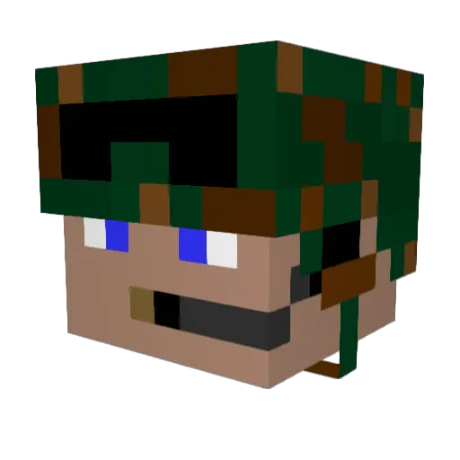 PacaCrafter Minecraft avatar head, 3D render