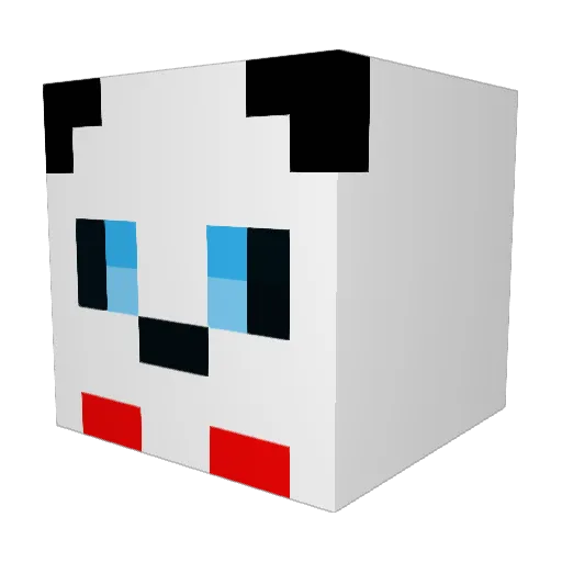 PandaPegger Minecraft avatar head, 3D render