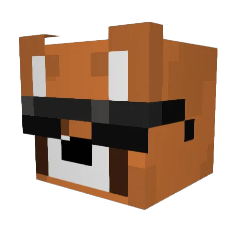 PandaRojoGam Minecraft avatar head, 3D render