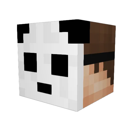 PandaTM Minecraft avatar head, 3D render