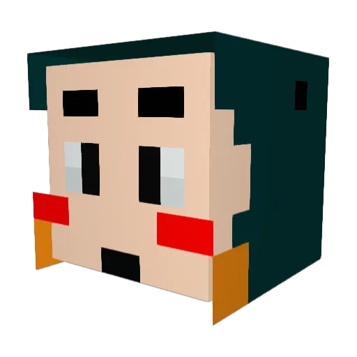Pang_Gu Minecraft avatar head, 3D render