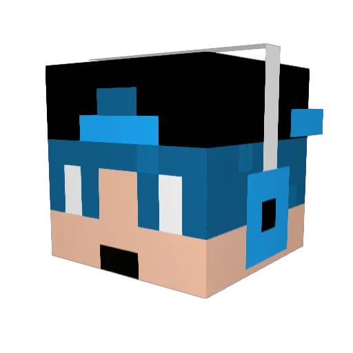 Panta_blue Minecraft avatar head, 3D render