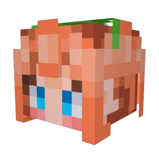 PapelLustre Minecraft avatar head, 3D render