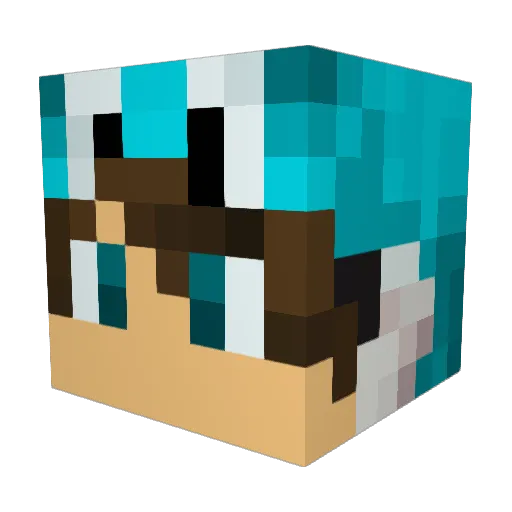 PaperYoshii Minecraft avatar head, 3D render
