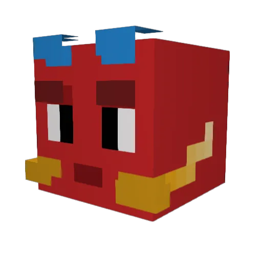 PapiMushu Minecraft avatar head, 3D render