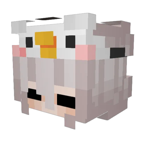 Parrot_20 Minecraft avatar head, 3D render